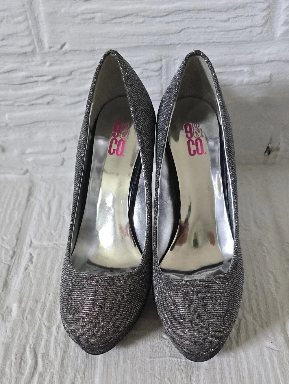 Glitter Platform Stiletto Pumps in Silver